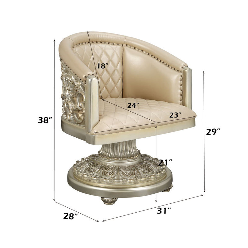 Sorina - Arm Chair - Synthetic Leather & Antique Gold - R&R Furniture Gallery (Fountain Valley, CA)