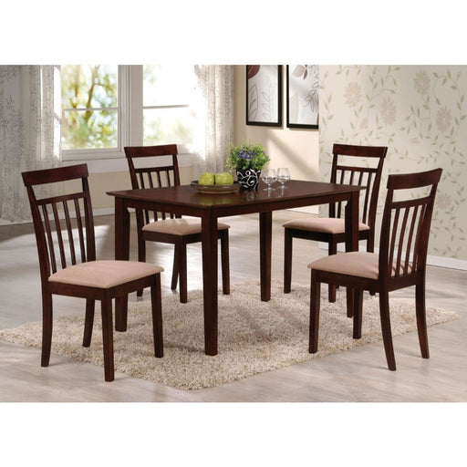 Samuel - 5 Piece Dining Set - Beige Microfiber &Espresso - R&R Furniture Gallery (Fountain Valley, CA)