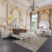 Vanaheim - Vanity Stool - Beige Synthetic Leather & Antique White - R&R Furniture Gallery (Fountain Valley, CA)