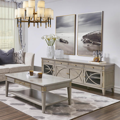Dauphin - TV Stand Storage Display Console Table - Gray Cashmere - R&R Furniture Gallery (Fountain Valley, CA)