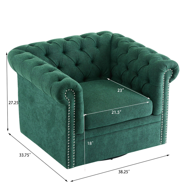Chesterfield Style Swivel Club Chair With Button Tufted - R&R Furniture Gallery (Fountain Valley, CA)