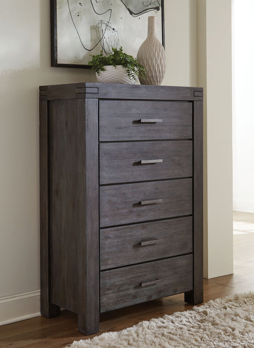 Meadow Five Drawer Solid Wood Chest in Graphite (2024) - R&R Furniture Gallery (Fountain Valley, CA)