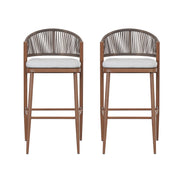 Outdoor Bar Height Metal Frame Counter Stools With Scallop Shaped Backrest & Water Resistant Cushions - R&R Furniture Gallery (Fountain Valley, CA)