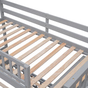 DreamHaus bunk bed with six drawers, flexible shelves, and a bottom bed on wheels, ideal for space-saving bedroom storage.