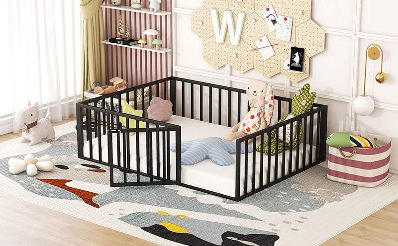 Metal Floor Bed Frame With Fence And Door - R&R Furniture Gallery (Fountain Valley, CA)