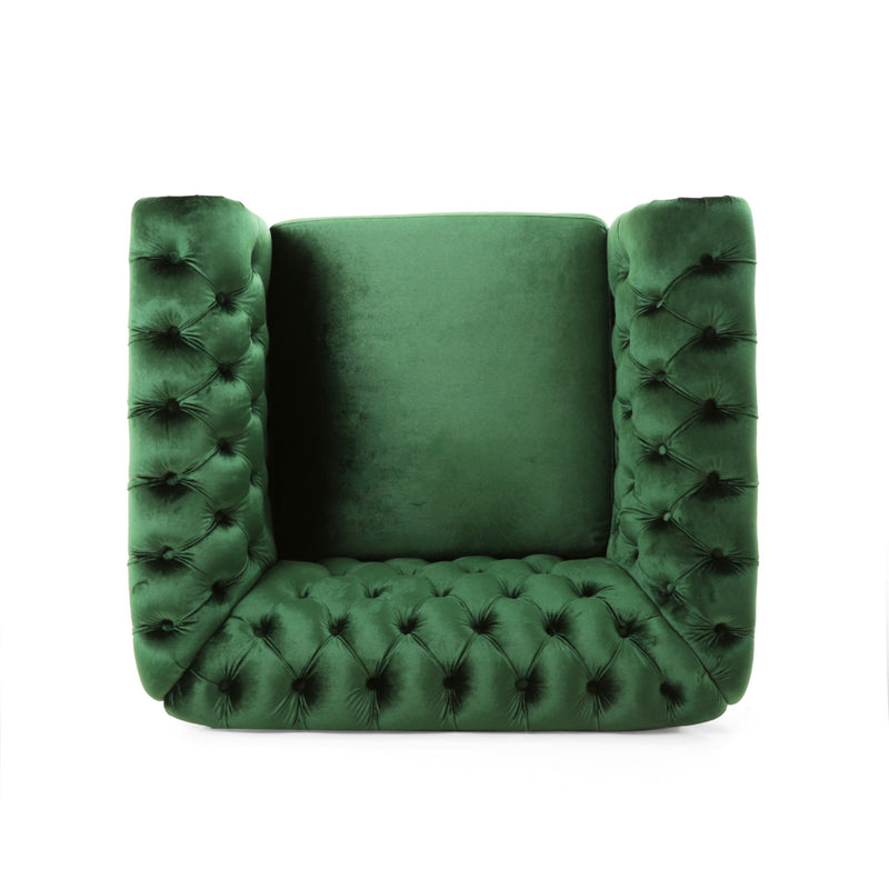 Nexuson - Upholstered Chesterfield Chair With Deep Tufted And Nailhead Trim - R&R Furniture Gallery (Fountain Valley, CA)