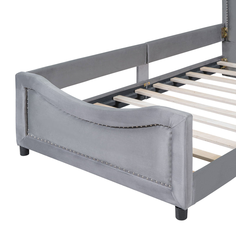 Upholstered Daybed With Classic Stripe Shaped Headboard - R&R Furniture Gallery (Fountain Valley, CA)