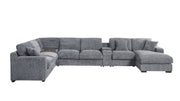 Celine - Fabric Corner Sectional Sofa With Right-Facing Chaise, Cupholders, And Charging Ports - R&R Furniture Gallery (Fountain Valley, CA)