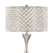 Lumi Source Topaz contemporary table lamp with a sleek design, featuring a textured ceramic base and a fabric shade.