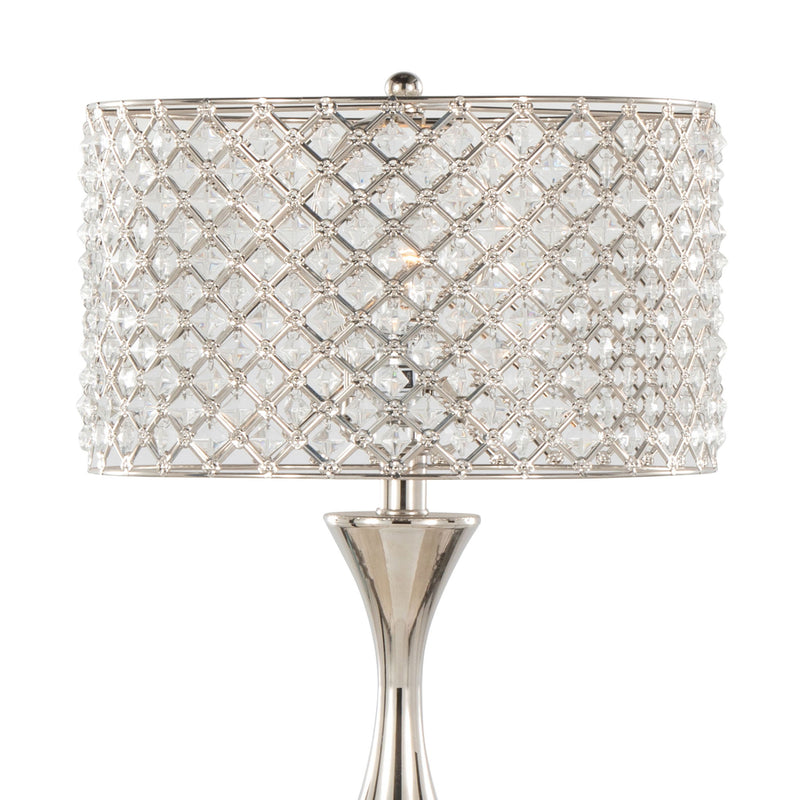 Lumi Source Topaz contemporary table lamp with a sleek design, featuring a textured ceramic base and a fabric shade.