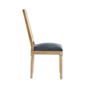 French Country Dining Chair With Rectangular Cane Backrest And Smooth Upholstered Seating - R&R Furniture Gallery (Fountain Valley, CA)