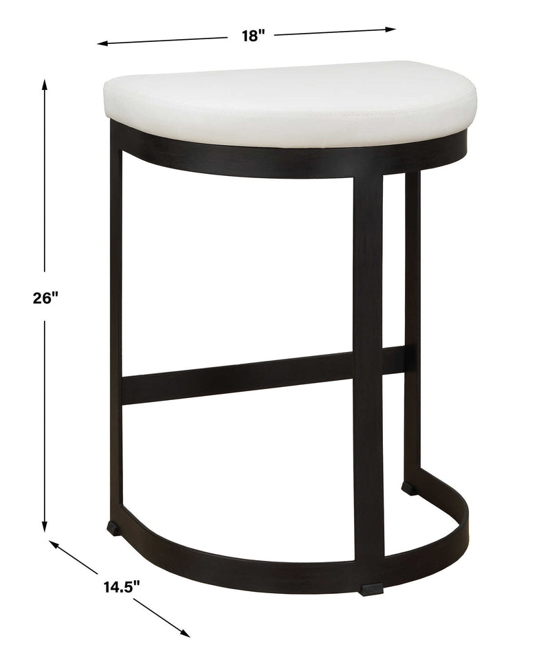 Ivanna counter stool by Uttermost featuring a modern design with a cushioned seat and wooden legs at counter height.
