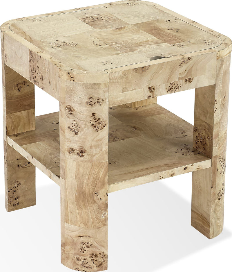 Cosmo Mappa Burl End Table in Amber Kiss