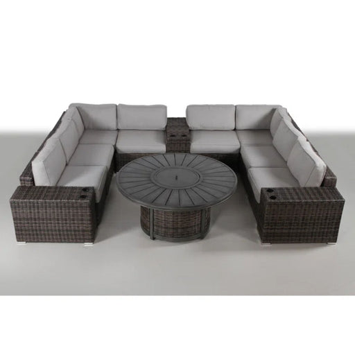 Patio Seating Group With Cushions And Fire Pit - Espresso - R&R Furniture Gallery (Fountain Valley, CA)