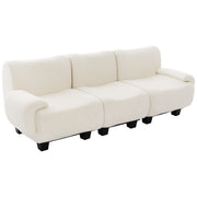 Noble House 3-seater sofa with curved armrests, stationary design, upholstered in neutral fabric for modern living rooms.