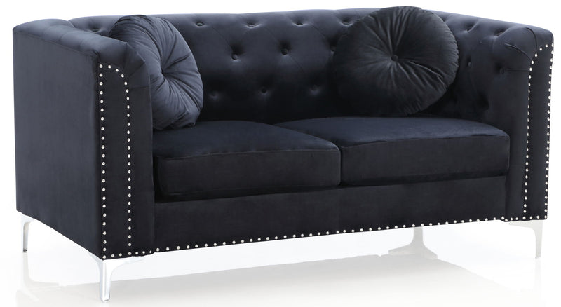Stylish sloped arm stationary loveseat by Glory Furniture featuring plush cushions and modern design in a cozy living room setting.