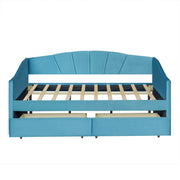 Upholstered Daybed With Two Drawers And Wood Slat - R&R Furniture Gallery (Fountain Valley, CA)
