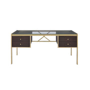 Yumia - Writing Desk - Gold & Walnut - R&R Furniture Gallery (Fountain Valley, CA)