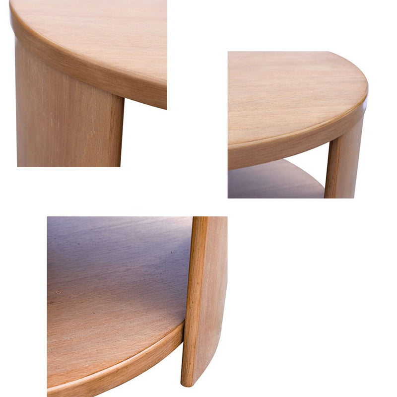 Minimalist Round Coffee Table With Shelf Storage - Natural - R&R Furniture Gallery (Fountain Valley, CA)