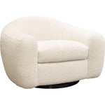Pascal Swivel Chair in Bone Boucle Textured Fabric w/ Contoured Arms & Back