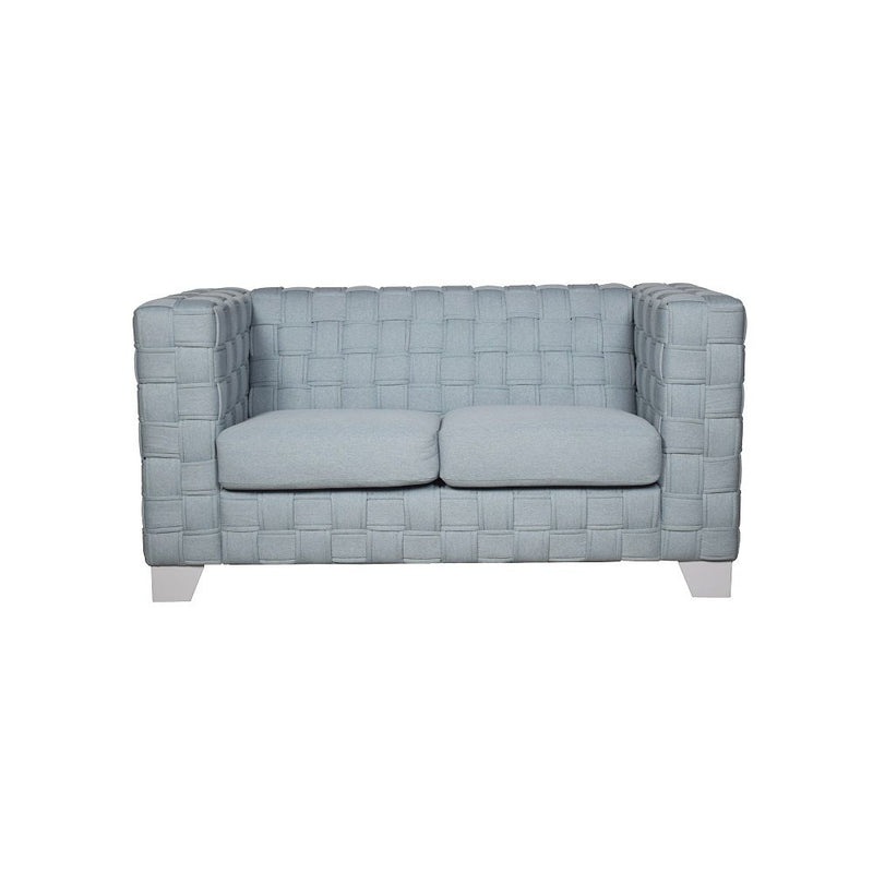 Saree - Loveseat - Light Teal Chenille & White - R&R Furniture Gallery (Fountain Valley, CA)