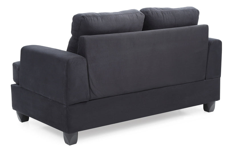 Glory Furniture stylish transitional loveseat for two, stationary design with plush cushions and modern fabric upholstery.