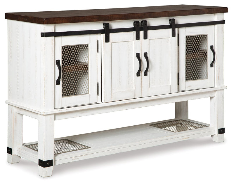 Valebeck - Dining Room Server - White / Brown - R&R Furniture Gallery (Fountain Valley, CA)