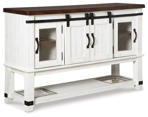 Valebeck - Dining Room Server - White / Brown - R&R Furniture Gallery (Fountain Valley, CA)