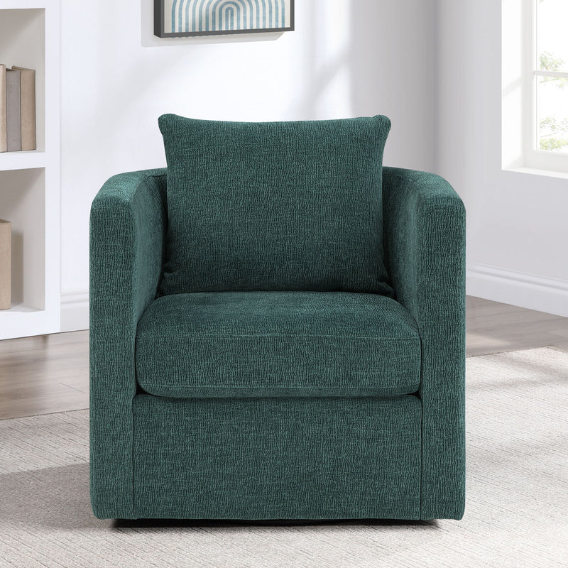 Sutton - Swivel Barrel Chair - Peacock - R&R Furniture Gallery (Fountain Valley, CA)