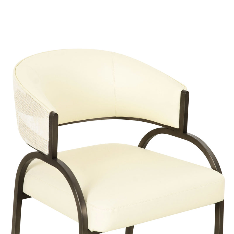 Tatum - Vegan Leather And 2-Tone Jacquard Dining Chair - Cream - R&R Furniture Gallery (Fountain Valley, CA)