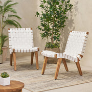 White Charlotte lounge chair by Noble House, modern chair set with sleek design and comfortable seating.