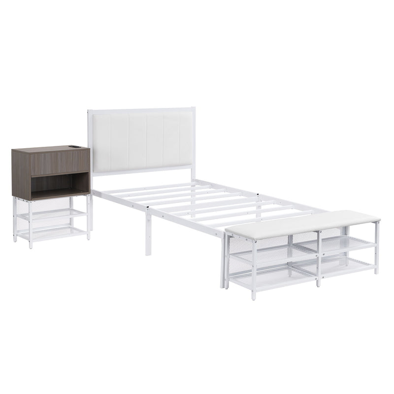 Platform Bed With 2 Tier Storage Shelves, Storage Cabinet - R&R Furniture Gallery (Fountain Valley, CA)