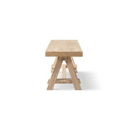 Jennifer Taylor Home Hawthorne natural dining bench with wooden legs, showcasing a sleek, modern design perfect for dining rooms.