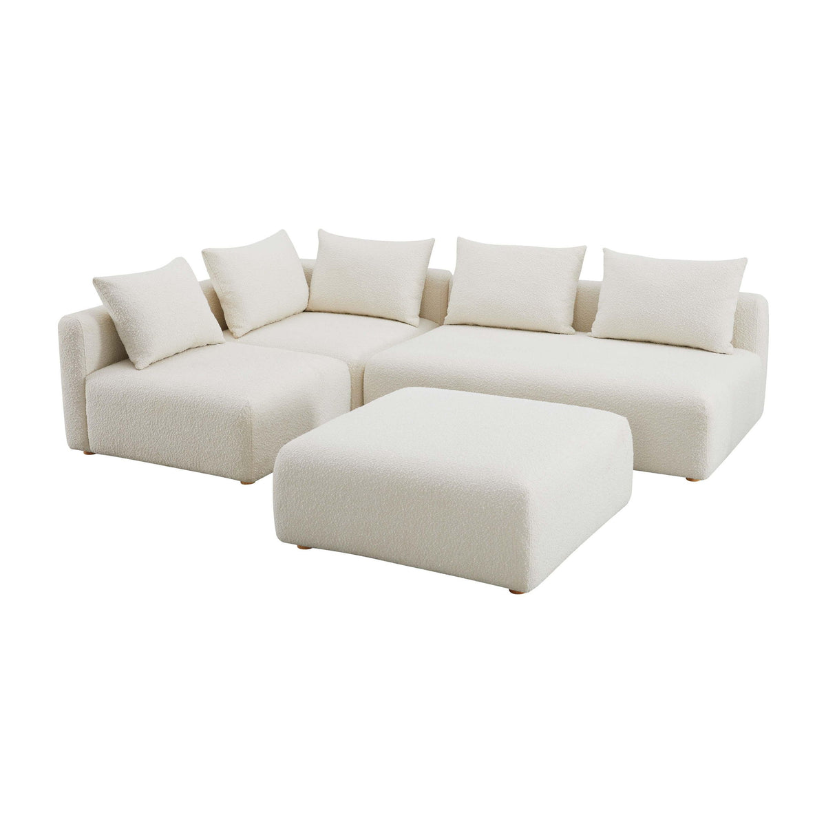 Hangover - 4-Piece Boucle Modular Chaise Sectional - Cream - R&R Furniture Gallery (Fountain Valley, CA)