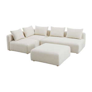 Hangover - 4-Piece Boucle Modular Chaise Sectional - Cream - R&R Furniture Gallery (Fountain Valley, CA)