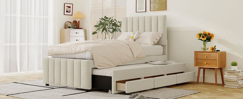 Upholstered Design Platform Bed With Trundle - R&R Furniture Gallery (Fountain Valley, CA)
