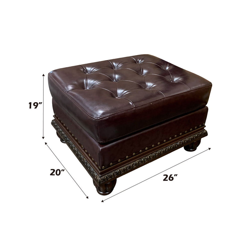 Anondale - Ottoman - Espresso Top Grain Leather Match & Cherry - R&R Furniture Gallery (Fountain Valley, CA)