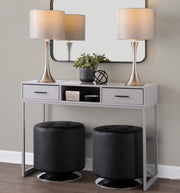 Pair of Lumi Source Lenuxe contemporary semi-gloss table lamps with modern design, set of two, featuring sleek bases and semi-gloss finishes.