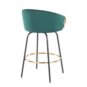 Pair of Lumi Source Claire contemporary glam counter stools with sleek design and upholstered seats, set of two.