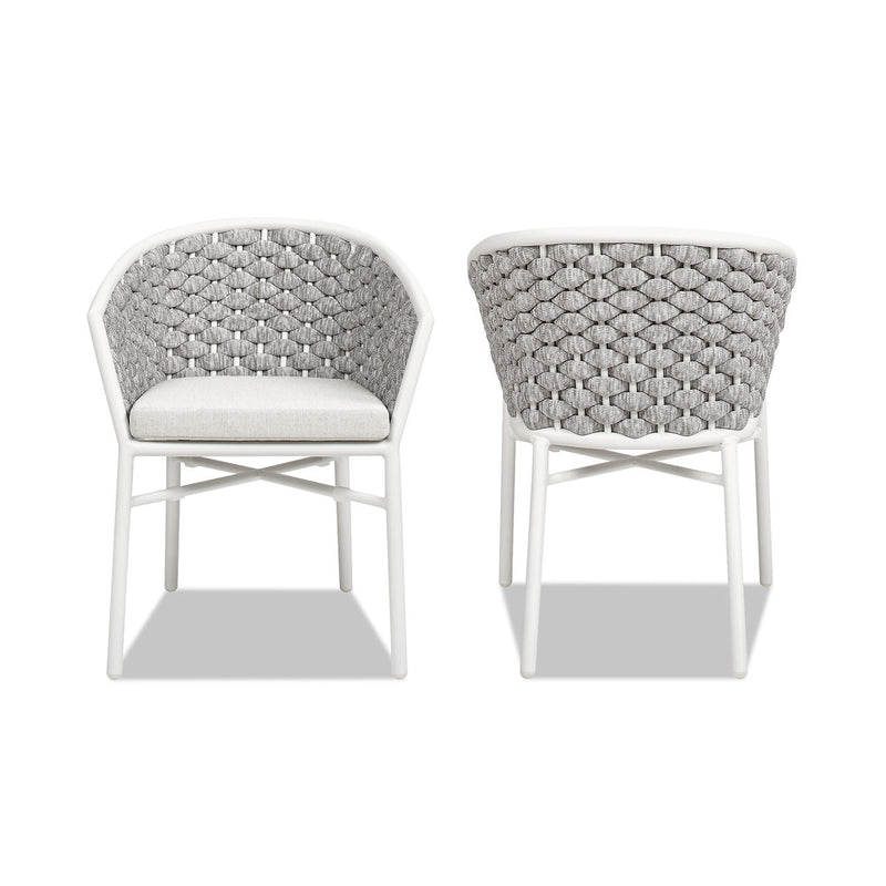 Rowan - Rope Barrel Back Patio Dining Chairs (Set of 2) - Optic White - R&R Furniture Gallery (Fountain Valley, CA)