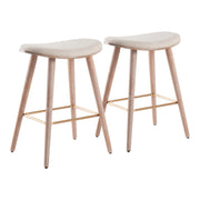 Set of two Lumi Source contemporary saddle counter stools with sleek design and upholstered seats, perfect for modern kitchen or bar.