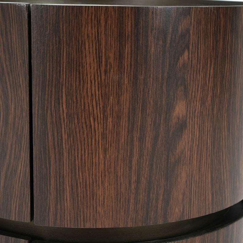 Elegant Italian High Grade Double Layer Storage Round Side Table - Brown / Black - R&R Furniture Gallery (Fountain Valley, CA)