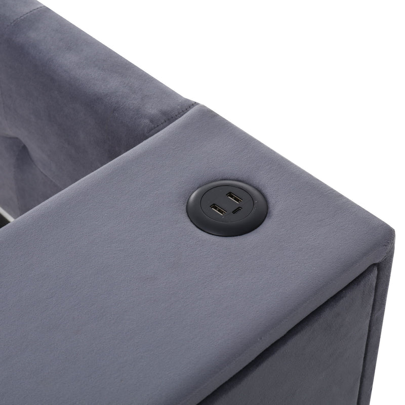 Upholstered Bed With Storage And Twin Trundle, USB Charging Ports - R&R Furniture Gallery (Fountain Valley, CA)