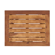 Noble House Kinesis outdoor side table with slatted top and wood frame, perfect for patio or garden decor.
