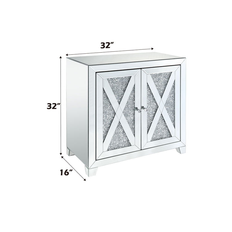 Noralie - 2 Door Console Cabinet - Mirrored & Faux Diamonds - R&R Furniture Gallery (Fountain Valley, CA)