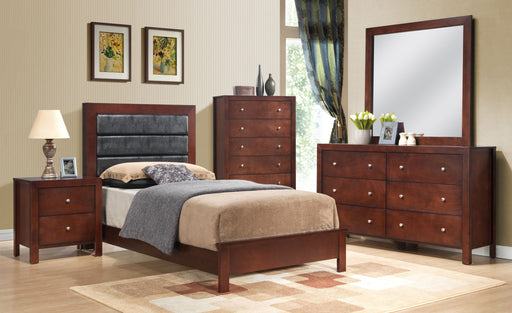Modern design panel bed by Glory Furniture featuring clean lines and a sleek transitional style.