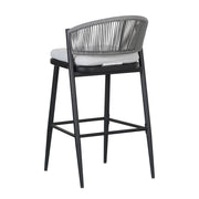 Outdoor Bar Height Metal Frame Counter Stools With Scallop Shaped Backrest & Water Resistant Cushions - R&R Furniture Gallery (Fountain Valley, CA)