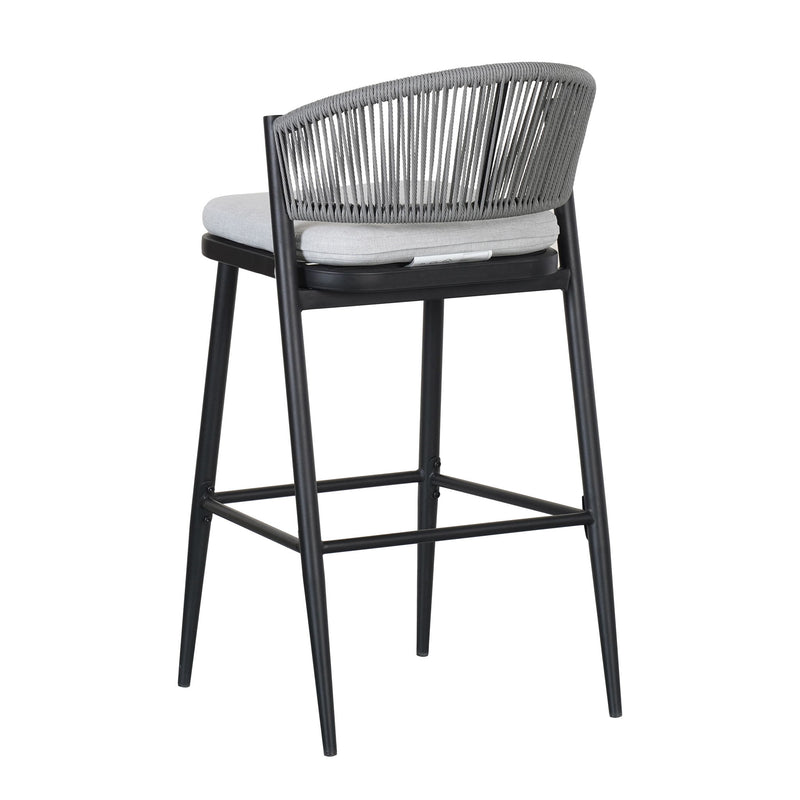 Outdoor Bar Height Metal Frame Counter Stools With Scallop Shaped Backrest & Water Resistant Cushions - R&R Furniture Gallery (Fountain Valley, CA)