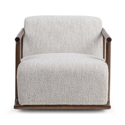Classic Home Lucia swivel chair with a rounded back and cushioned seat, showcasing a modern and comfortable design.