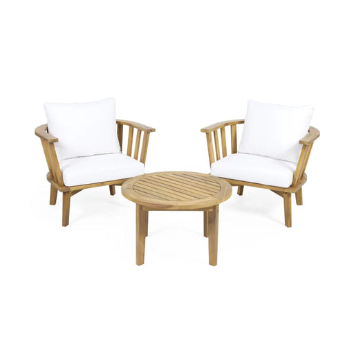 Patio Furniture Set, Outdoor Acacia Wood Patio Club Chair With Table - R&R Furniture Gallery (Fountain Valley, CA)